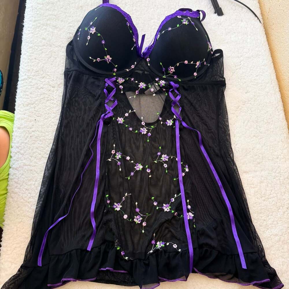 Indulgence By Piatta Babydoll Chemise Size 2X/40 Black